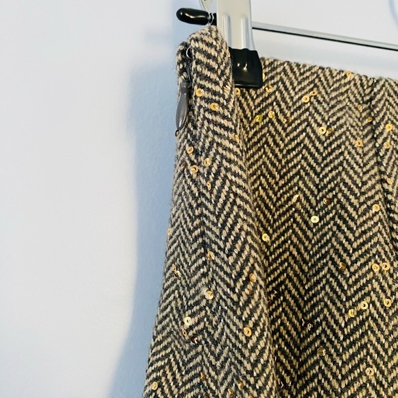 NWT Loft Size 2 Tweed Wool Blend A Line Sequin Herringbone Mini Skirt - Picture 3 of 9